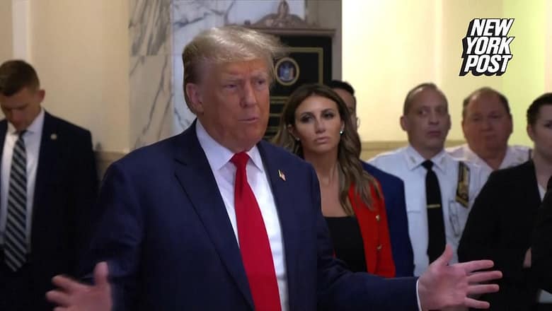 Donald Trump arrives for day 2 in court