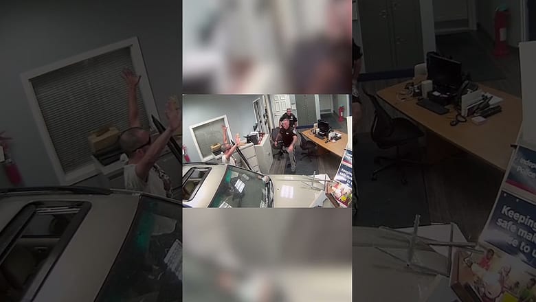 Driver intentionally crashes into a police station while blasting Guns N’ Roses #Shorts