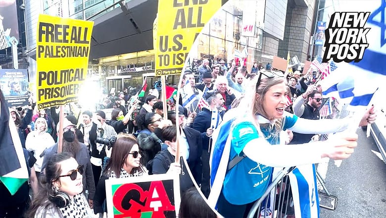 Palestinian protesters and counter-protesters face off in NYC