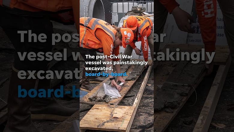 Watch: Crews find late-19th century boat under busy road #Shorts