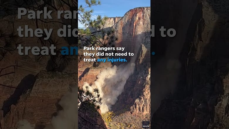 No injuries reported after large rockslide closes hiking trail in Zion National Park #Shorts
