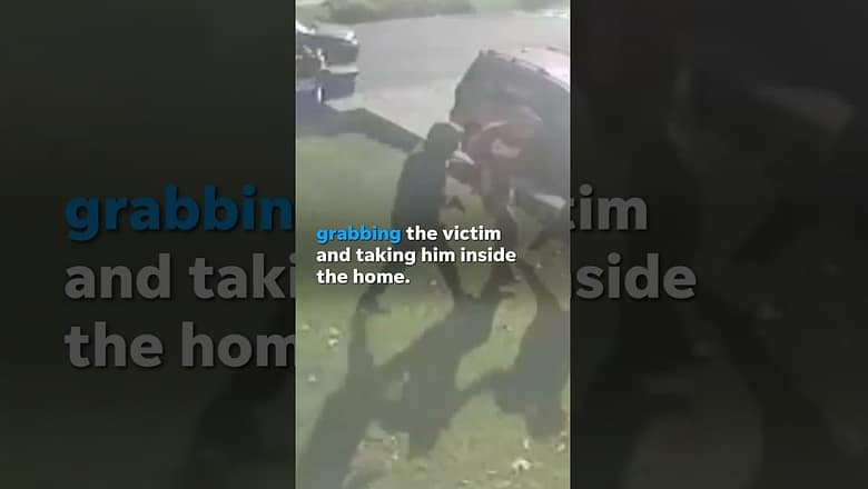 Surveillance footage shows a child wandering nearby as four men commit armed assault #Shorts