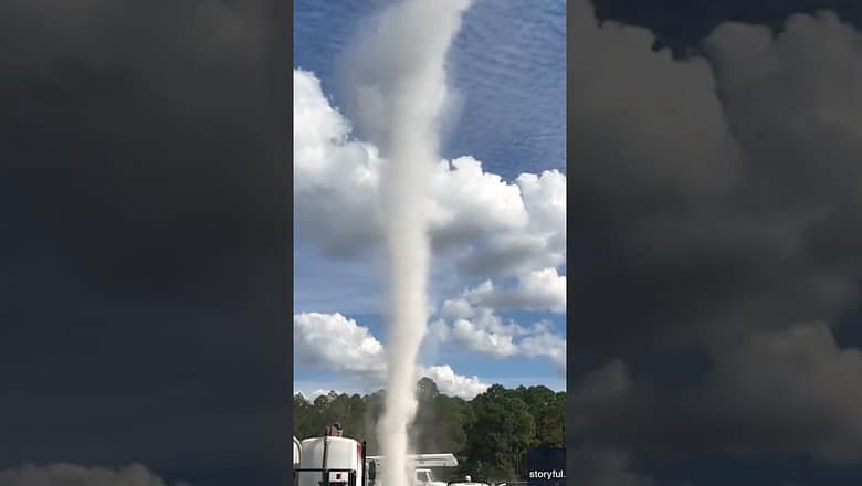 ‘That’s wild’: Sandy white dust devil twirls across lot, workers watch in awe #Shorts