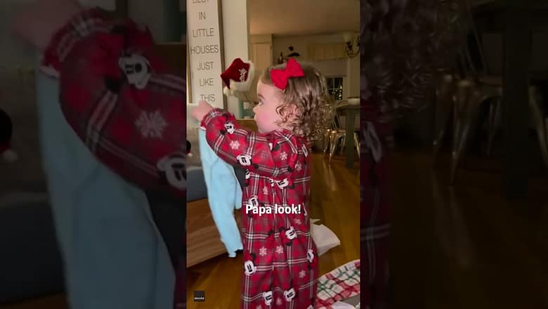 Toddler has adorable reaction to Christmas presents | Humankind #shorts