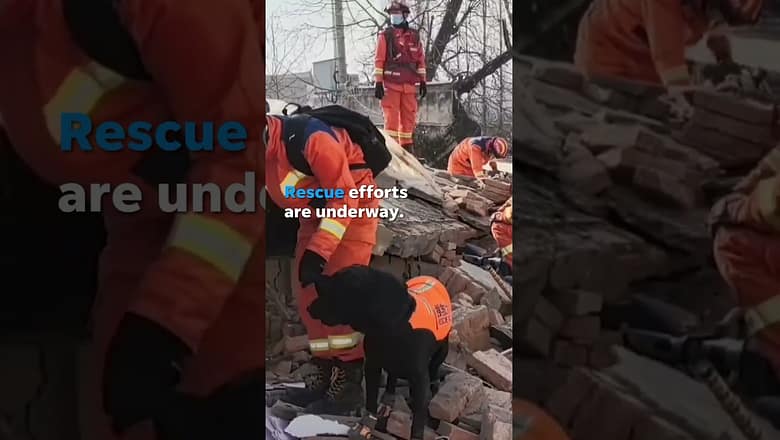Watch: People flee, buildings, cars shake as earthquake hits China #Shorts