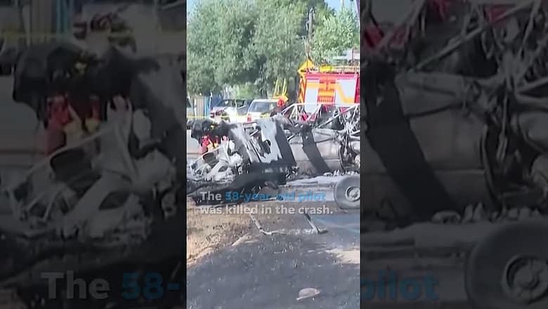 Pilot dies after plane collides with power lines, bursts into flames #shorts