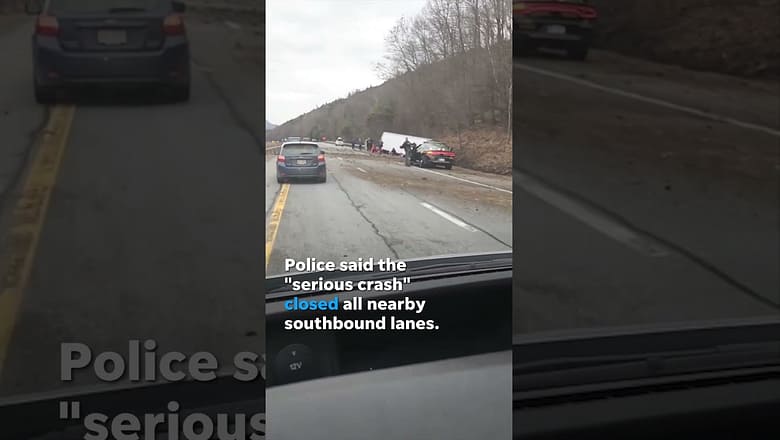 ‘Serious crash,’ tour bus rolls over on New York I-87, initiating rescues #Shorts