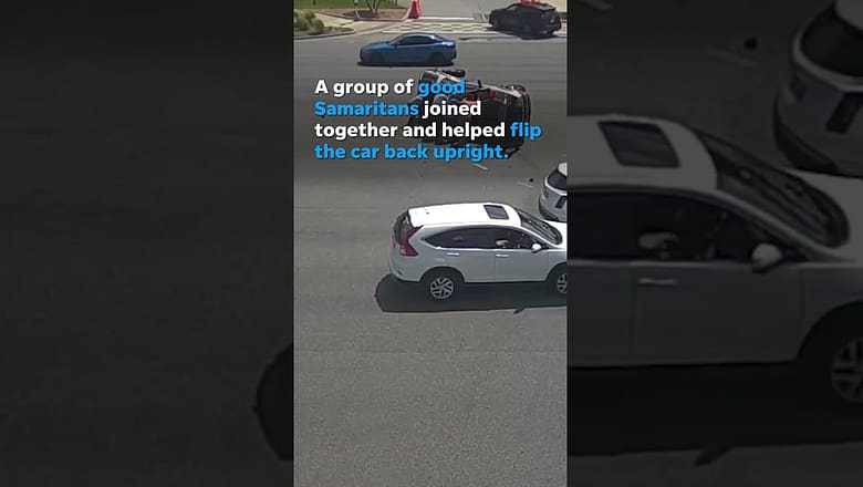 Good Samaritans flip SUV upright after collision #Shorts