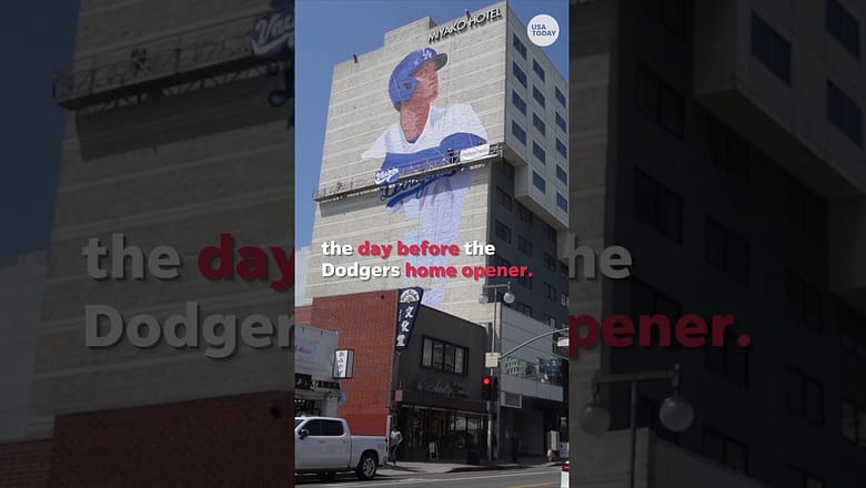 Massive Shohei Ohtani mural rises above Los Angeles ahead of Dodgers home opener #Shorts