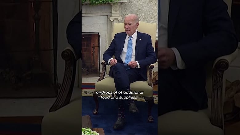 President Biden says US aims to airdrop Gaza humanitarian aid, insists on Israel’s help #Shorts