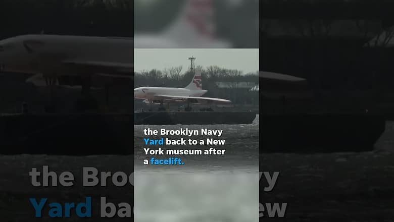 Record-holding supersonic jet crane-lifted onto barge to transport after cosmetic repairs #Shorts