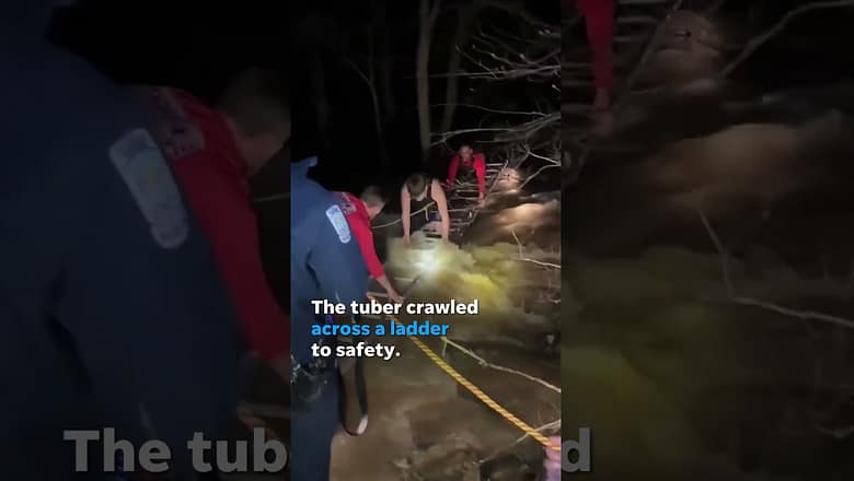 Rescuers pulled teen from creek after he was stranded while tubing #Shorts