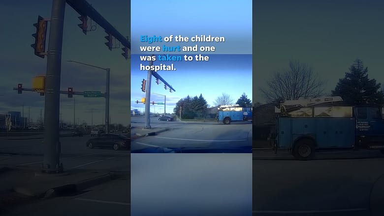 Service truck crashes into school bus full of students, eight injured #Shorts