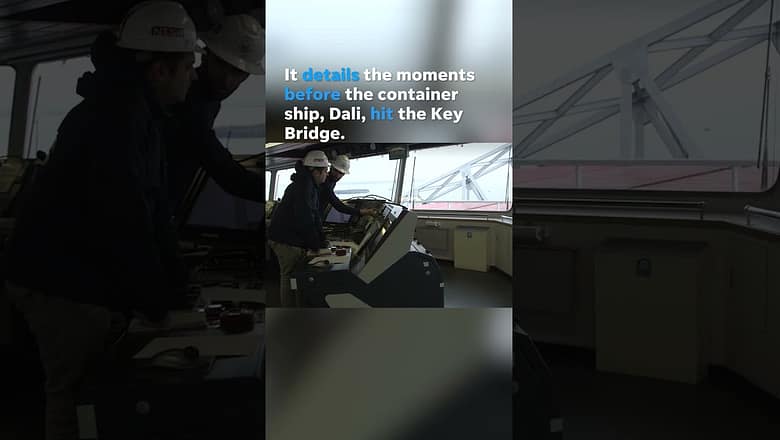 Baltimore bridge collision damage seen close-up #Shorts