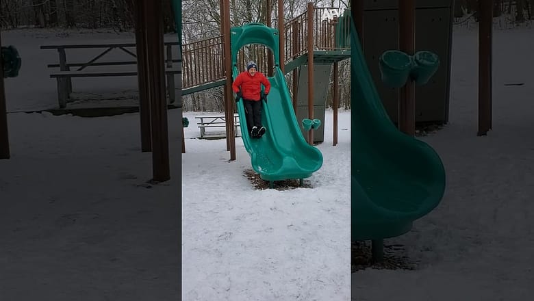 Slides in the winter are slick ? #shots #fail #funny #slide #winter