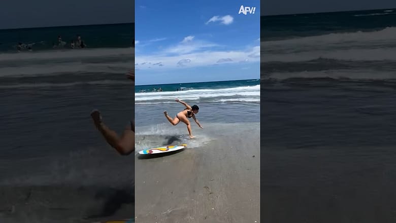 From surf to turf ๐โโ๏ธ๐ #AFV #shorts #fail #funny #beach