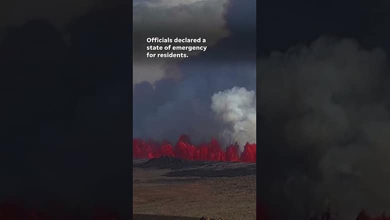 Iceland volcano eruption prompts evacuations, state of emergency issued #Shorts