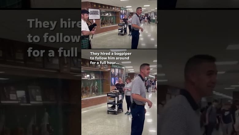 Illinois students hire bagpiper to follow principal for senior prank #Shorts