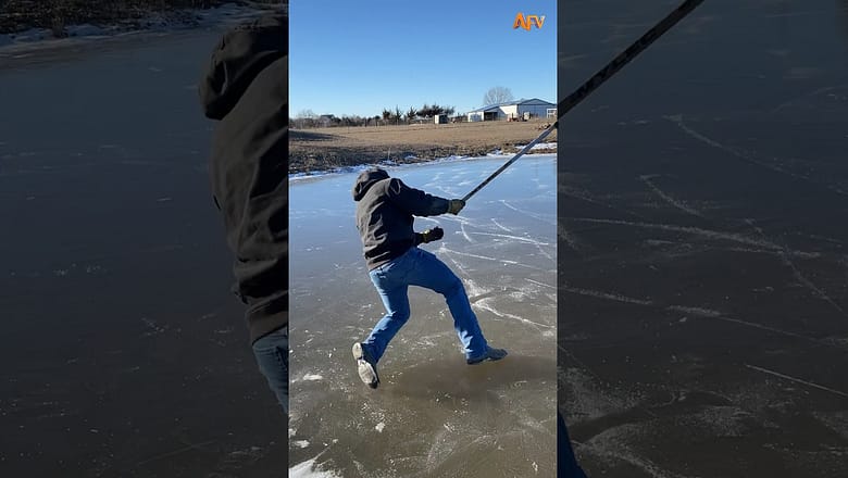 Only 364 more days til hockey tryouts… 😆 #shorts #fail #funny #slippery #ice #hockey #AFV