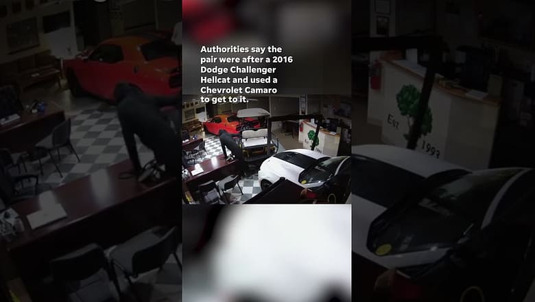 WATCH: Thieves ram Camaro through dealership to steal Hellcat #Shorts
