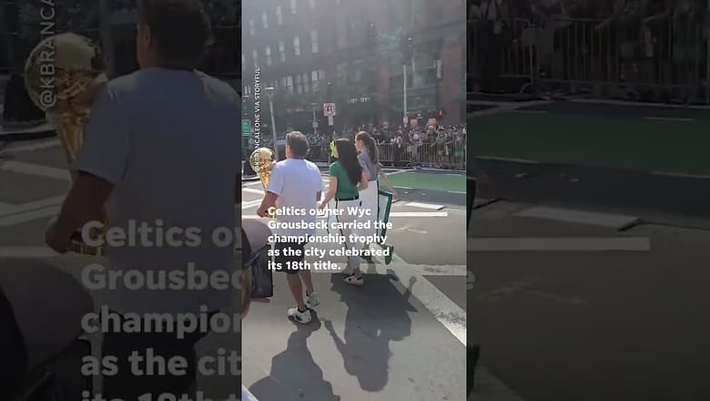 Boston celebrates 18th NBA championship trophy at city streets parade #Shorts