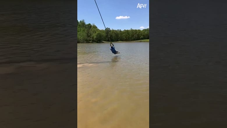 He was lucky just once๐๏ธ๐ #shorts #rope #swing #fail #fall #fun #afv