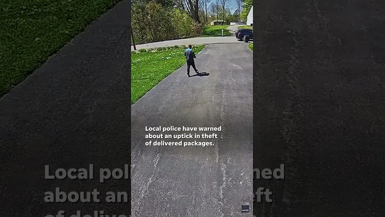 Ring camera captures a man disguised as an Amazon delivery driver stealing a package #Shorts
