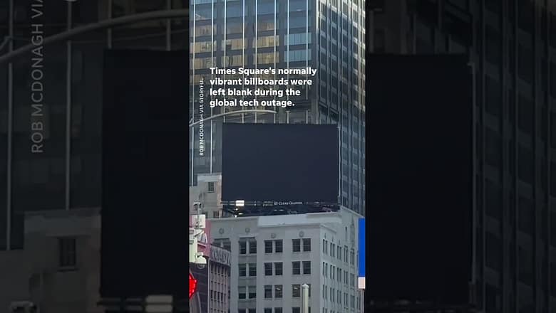 Global tech outage turns Times Square’s vibrant billboards black #Shorts