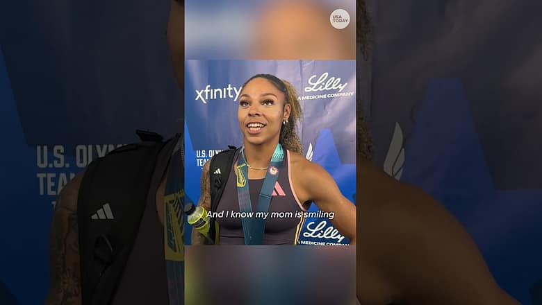 McKenzie Long says her mom ‘is smiling cheek to cheek’ after making the Olympics in 200M #shorts