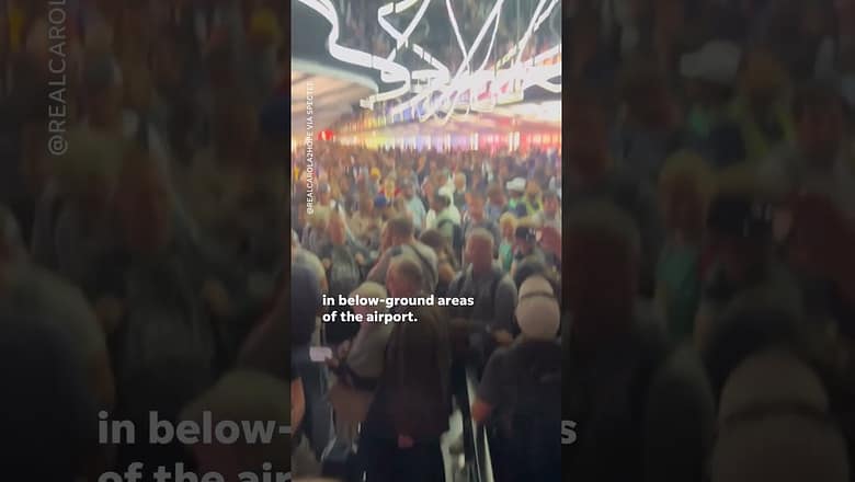 Video from O’Hare Airport shows hundreds sheltering from severe storms #Shorts