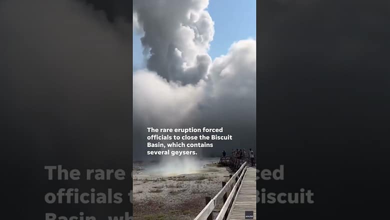 Watch: Hydrothermal explosion at Yellowstone sends guests running #Shorts