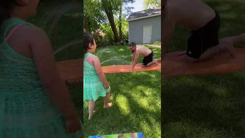 A running start could help 🤭 #shorts #slide #summer #fail