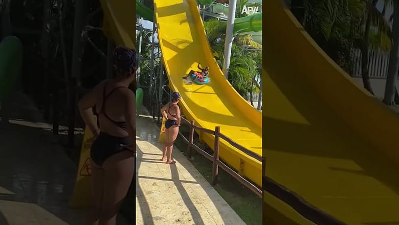 Grandpa slipped and she slid! #shorts #slide #grandpa #fail #summer