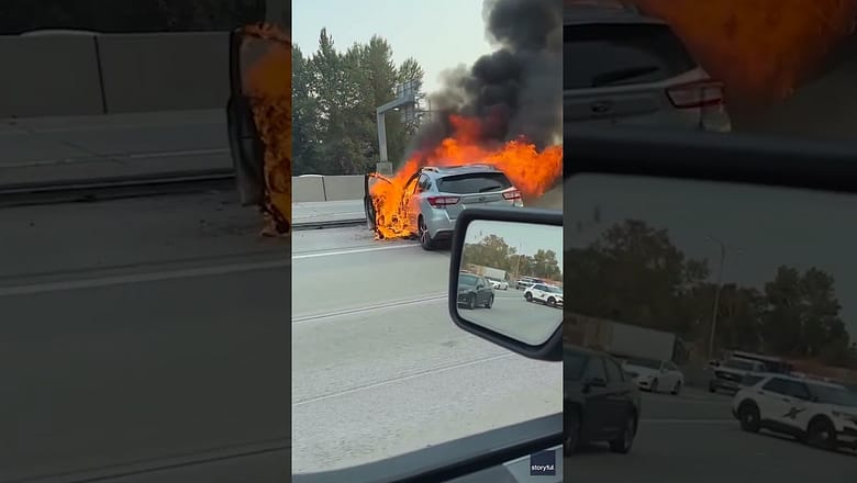 Watch: Army Ranger’s swift actions save man from burning car #Shorts