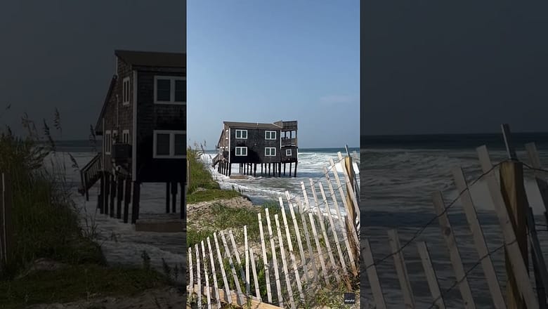 Watch: House floats into the Atlantic Ocean during Hurricane Ernesto #Shorts