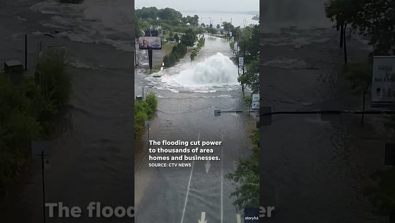 Water main break in Montreal causes major flooding, power outages #Shorts