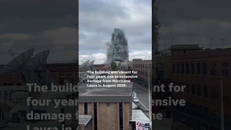 Louisiana 22-story building implodes after hurricane damage #Shorts