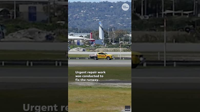 Watch: Scary moment as plane rips up portion of runway during takeoff #Shorts