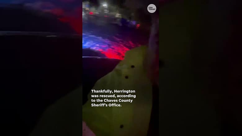 Dramatic video: New Mexico sheriff stranded by floodwaters #Shorts