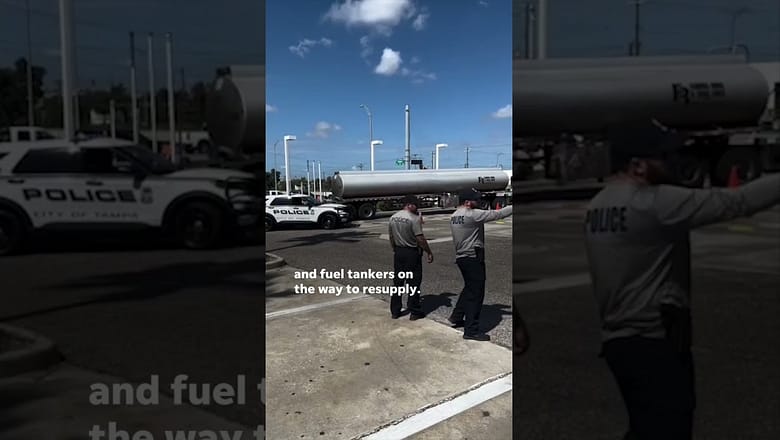Florida residents line up for gas following Hurricane Milton #Shorts