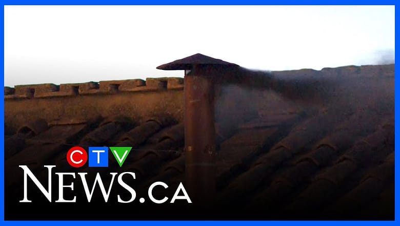 CONCLAVE | Watch the moment black smoke emerges from the Sistine Chapel chimney