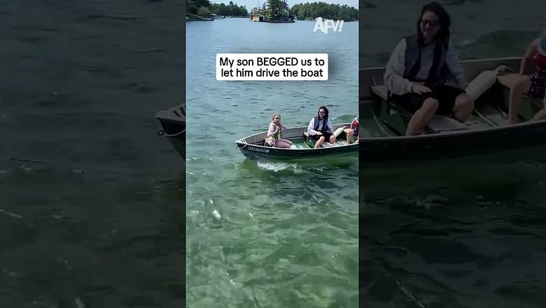 Our son BEGGED us to let him drive the boat