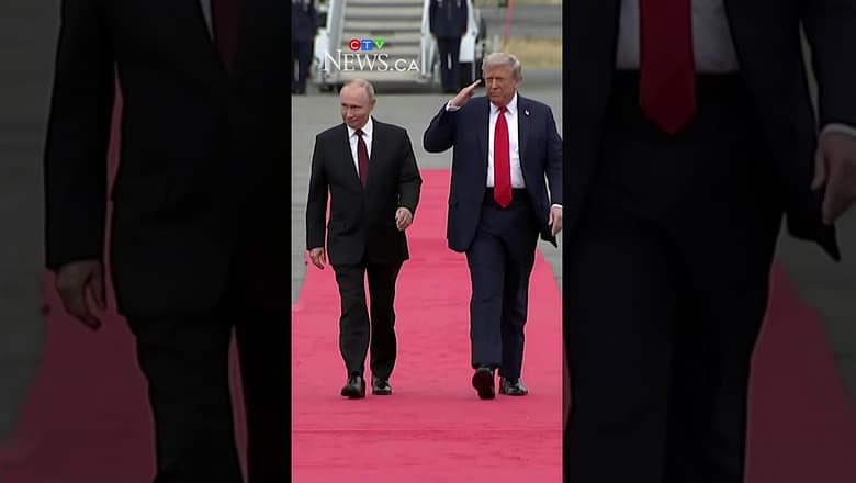 Trump and Putin shake hands in Alaska