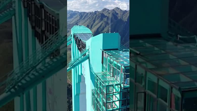 Aerial video shows record-breaking canyon bridge #Shorts