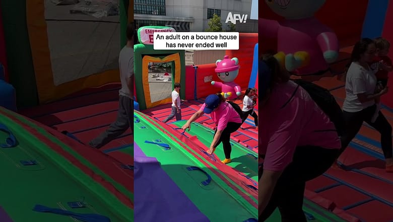 An adult on a bounce house has never ended well