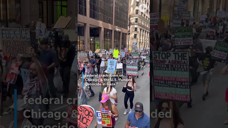Protesters in Chicago denounce Trump policies, crackdowns #Shorts
