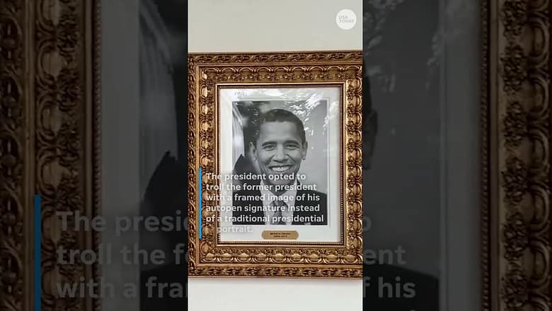 Trump mocks Biden with autopen portrait in the West Wing #Shorts