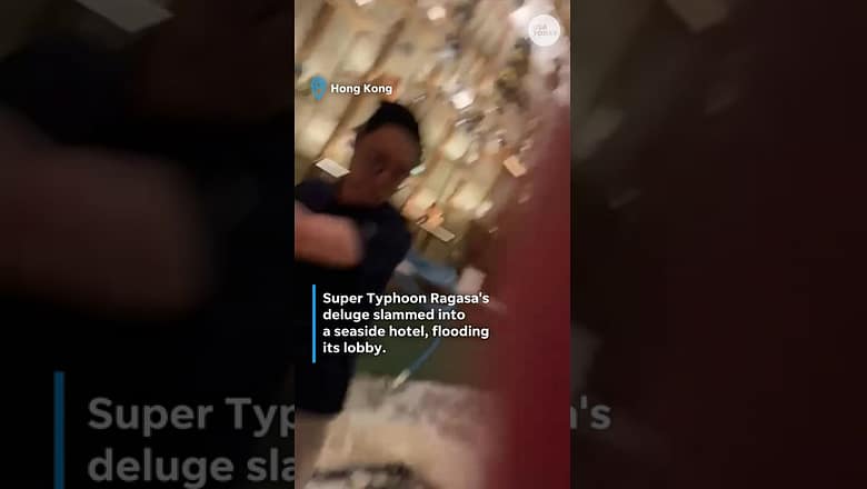 Watch Typhoon Ragasa floodwaters slam into seaside hotel #Shorts