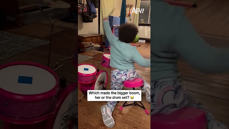 Which made the bigger boom, her or the drum set? π