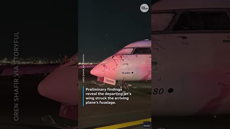 2 Delta jets collide while taxiing at New York’s LaGuardia Airport #Shorts